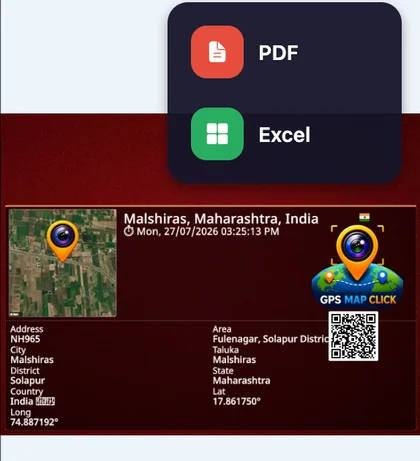 Actual app export menu with PDF and Excel options