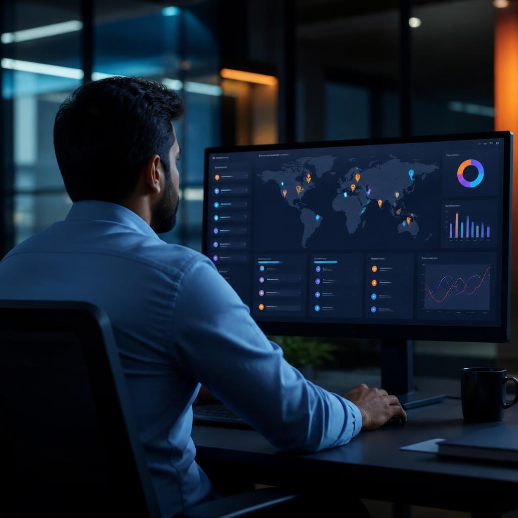 Operations manager reviewing field activity on a dashboard